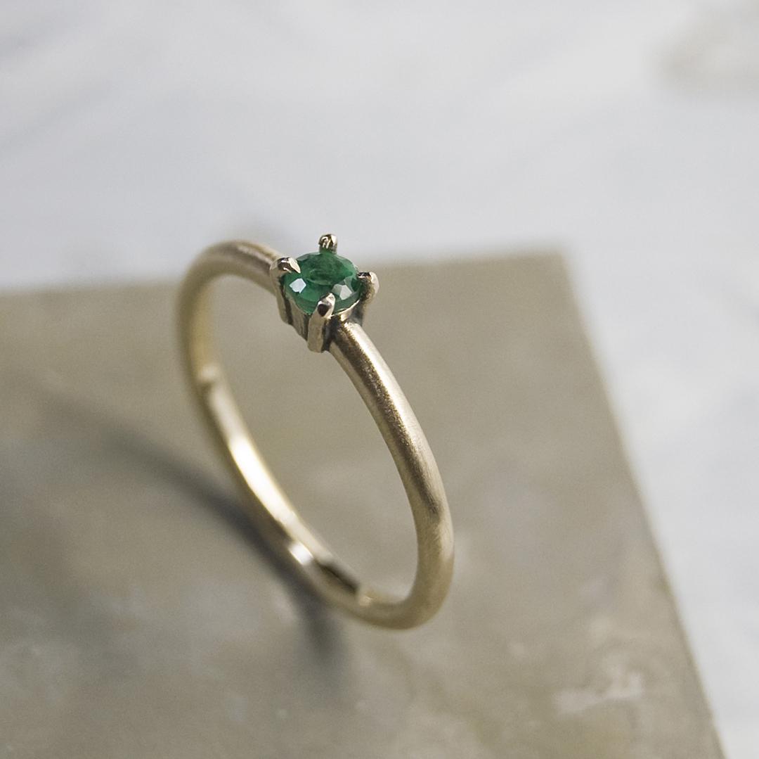 つや消し エメラルド RD3mm K10YGイエローゴールドプレーンリング 1.5mm幅｜K10YG RING｜668