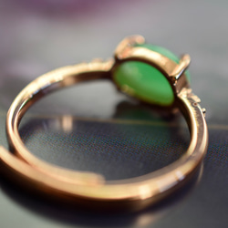 RG13 ミャンマー産 天然 A貨 本翡翠 リング 指輪 シンプル ピンクゴールド フリーサイズ 金属アレルギー対応 4枚目の画像