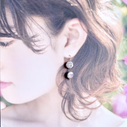 淡水珍珠梭織球「Sakura Urara」14kgf 耳環/耳環 第8張的照片