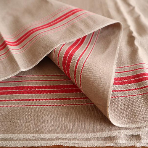 ドイツ アンティークリネン・マングルクロス レッドライン 3mx90cm