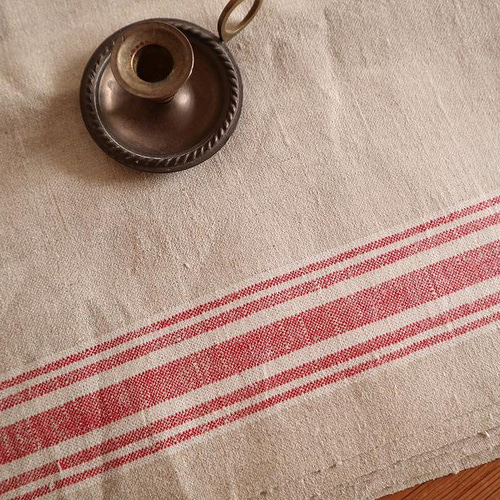 ドイツ アンティークリネン・マングルクロス レッドライン 290x80.5