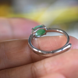 E202 天然ミャンマー産 緑 本翡翠 指輪 シンプル リング フリーサイズ 4枚目の画像