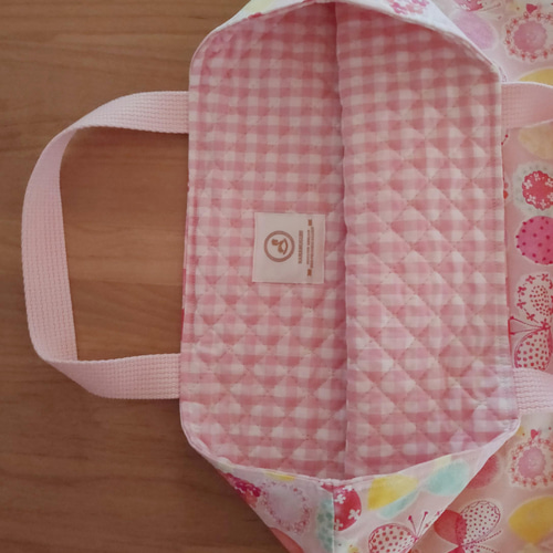 レッスンバッグ りぼんとちょうちょ×ギンガムチェックキルティング