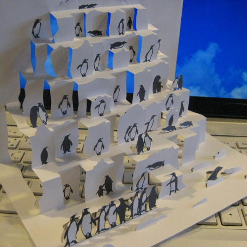 ポップアップ切り絵 ペンギン合コン 切り絵 切り絵屋きりの介 通販