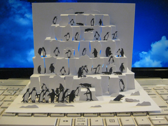 ポップアップ切り絵「ペンギン合コン」 ポップアップ切り絵 ペンギン合コン 切り絵 切り絵屋きりの介