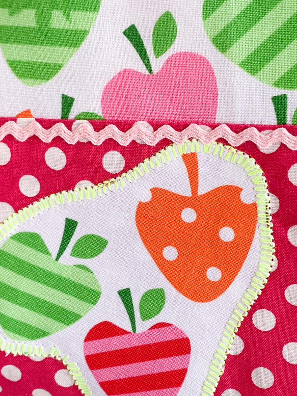◆お値引き中◆☆りんごのかわいいレッスンバッグ☆絵本袋☆ピンク☆ 4枚目の画像