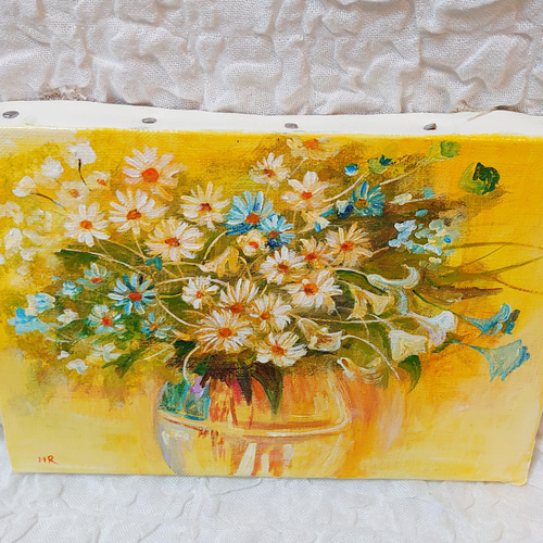 油絵 絵画 【白と青い花】 絵画 HR 通販 13363219|Creema 油絵 絵画 【白と青い花】 絵画 HR 通販 13363219|Creema