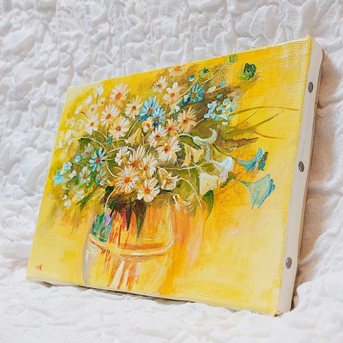 油絵 絵画 【白と青い花】 絵画 HR 通販 13363219|Creema 油絵 絵画 【白と青い花】 絵画 HR 通販 13363219|Creema
