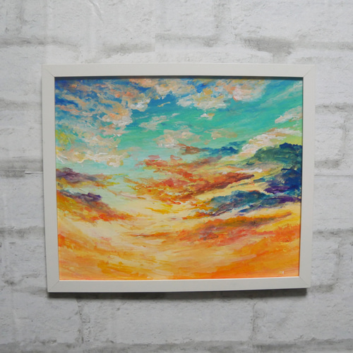 油絵 油彩 油彩画 絵 絵画 【朝焼けの空】 絵画 HR 通販