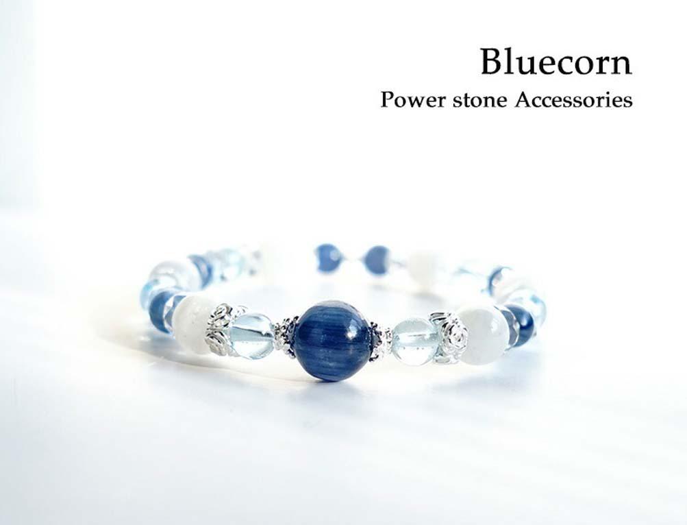 【ありのままの自分で夢を掴む】藍色の結晶 カイヤナイト ムーンストーン ブルートパーズ 水晶 ブレスレット 天然石