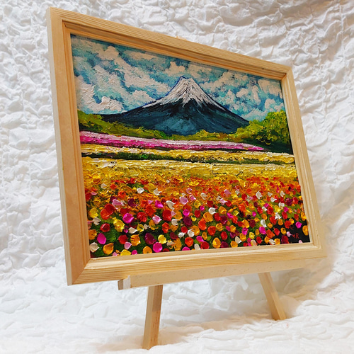 油絵 油彩 油彩画 絵 絵画 【富士山と菜の花】 油絵 油彩 油彩画 絵 絵画 【桜と富士山と菜の花】 | HIROSHI1990