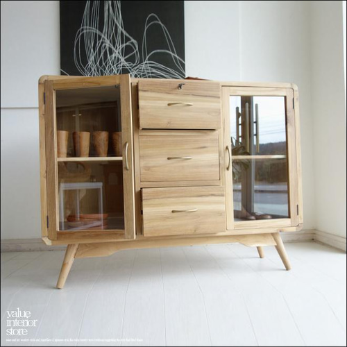 無垢材 buffet2枚扉/N サイドボード 食器棚 飾り棚 キッチンボード