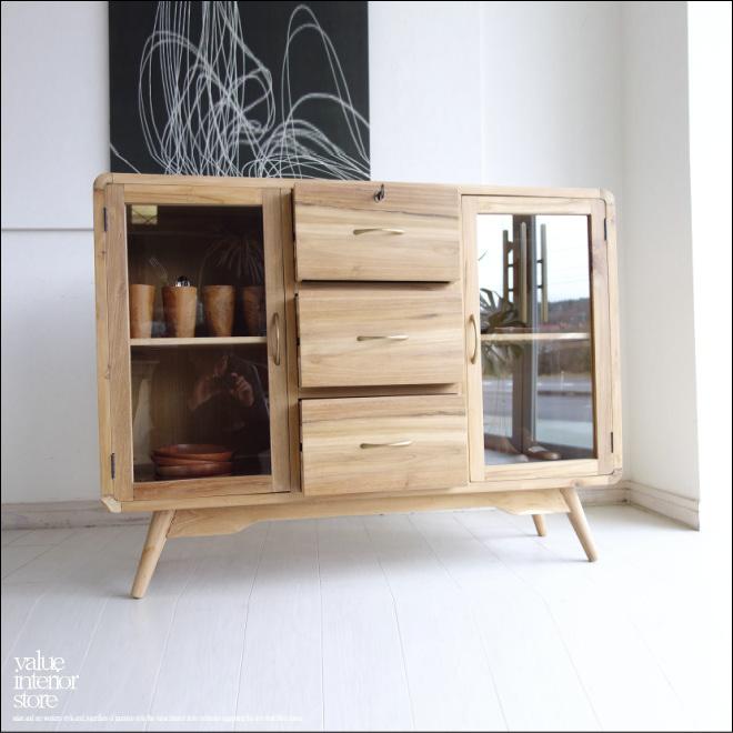 無垢材 buffet2枚扉/N サイドボード 食器棚 飾り棚 キッチンボード リビングボード 無垢材家具 送料無料