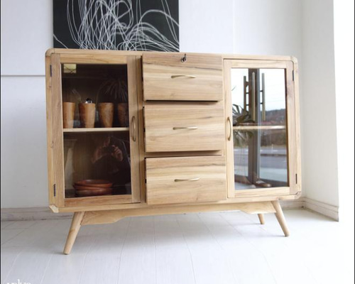 無垢材 buffet2枚扉/N サイドボード 食器棚 飾り棚 キッチンボード