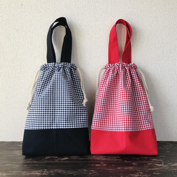 ギンガムチェックの上履き入れ・巾着袋 上履き袋 annyeon洋品店 通販