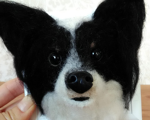 羊毛フェルト　ハンドメイド　犬　パピヨン　フレーム 9eb129dcbd0cb11f056d05d91f087f