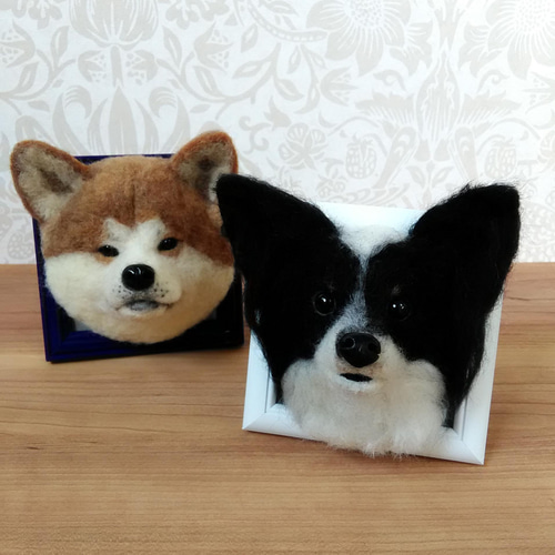 黒パピヨンさんフレーム 羊毛フェルト 羊毛わんこ 福や工房 通販