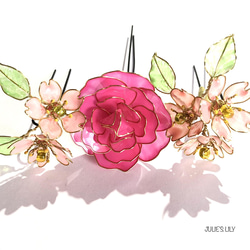 ビビッドピンクの薔薇と桜　 Uピンセット 2枚目の画像