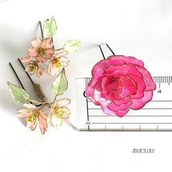 ビビッドピンクの薔薇と桜　 Uピンセット 3枚目の画像