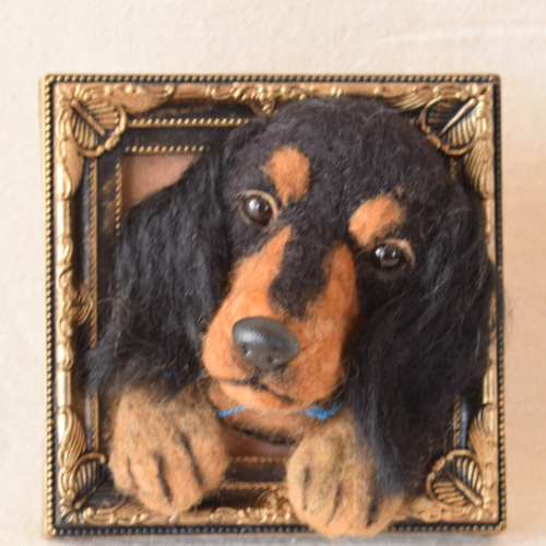 ミニチュアダックスフンド 額 羊毛フェルト 羊毛 犬 プレゼント 羊毛