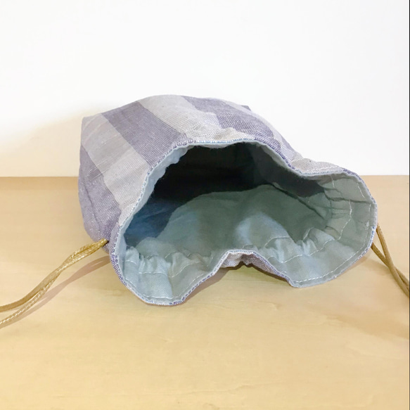 会津木綿の巾着ポーチ 3枚目の画像