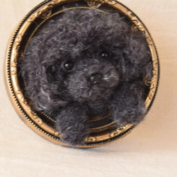 トイプードル　黒　額　羊毛フェルト　羊毛　プレゼント 2枚目の画像