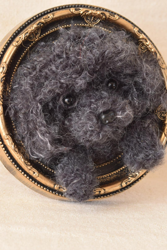 トイプードル　黒　額　羊毛フェルト　羊毛　プレゼント 3枚目の画像