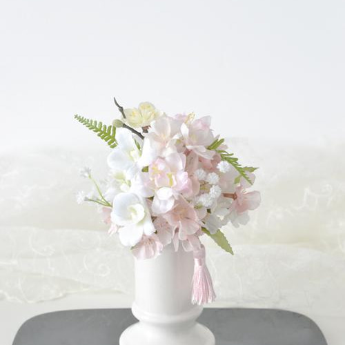 ハンドメイド❣️春のフラワーアレンジ桜の花❣️ 桜と蘭のアレンジ【桜ハンドメイド2024】 アートフラワー DRESS UP NY