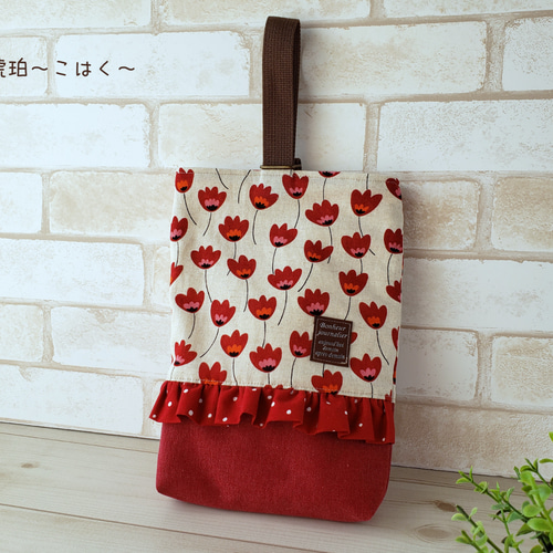 C☆さま☆専用　入園入学セット　フリルレッスンバッグ　シューズ入れ　チェック　赤 入園入学グッズ 3点セット 【 レース・刺繍 ピンク】フリル
