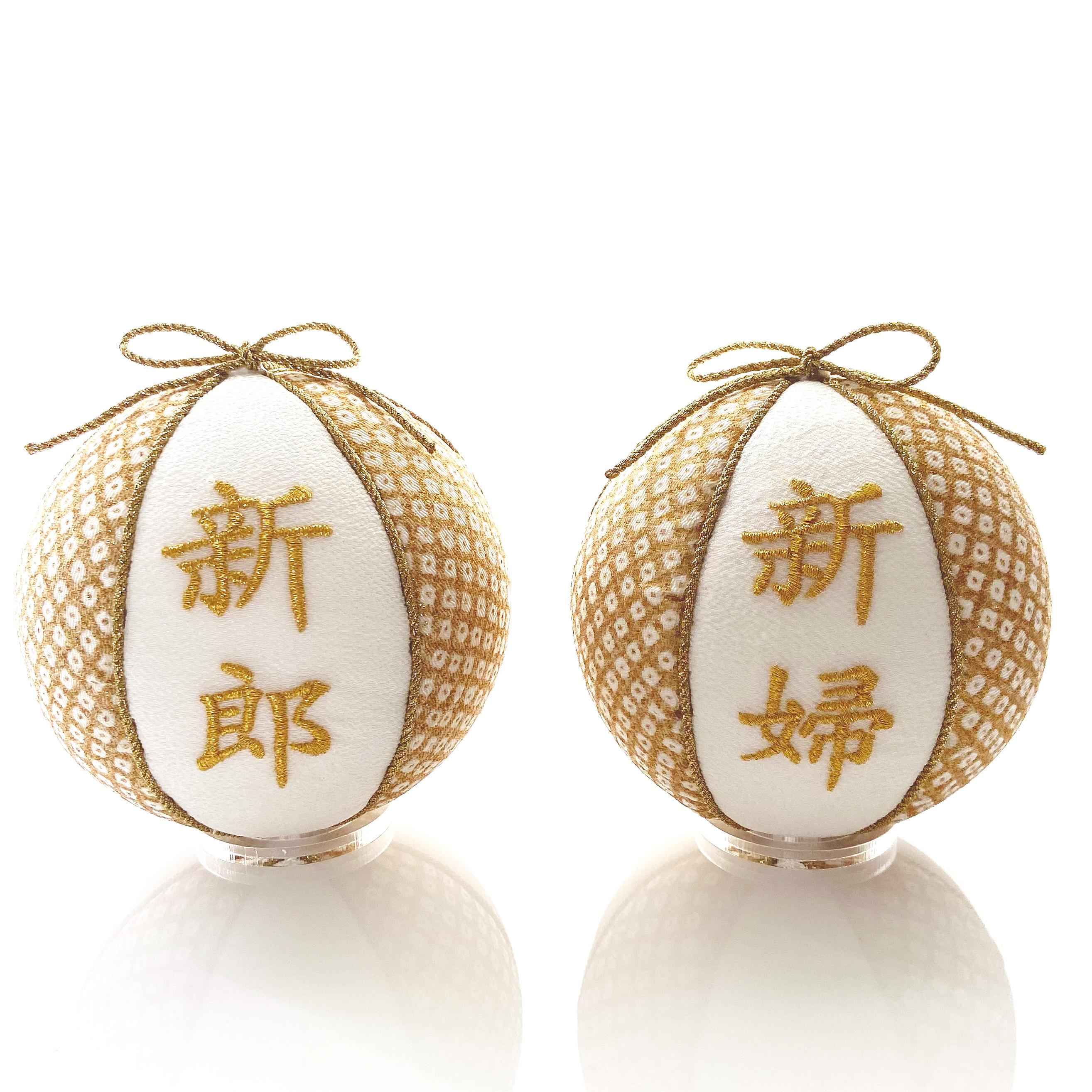 刺繍　手鞠　新郎新婦　前撮りアイテム　受付サイン