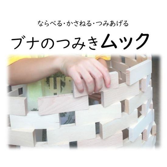 大人気！家族で遊べる積み木！ムック 1×３×９ｃｍの無限積み木200ピース　積み木遊びも、ドミノ遊びも！　木箱セット 1枚目の画像