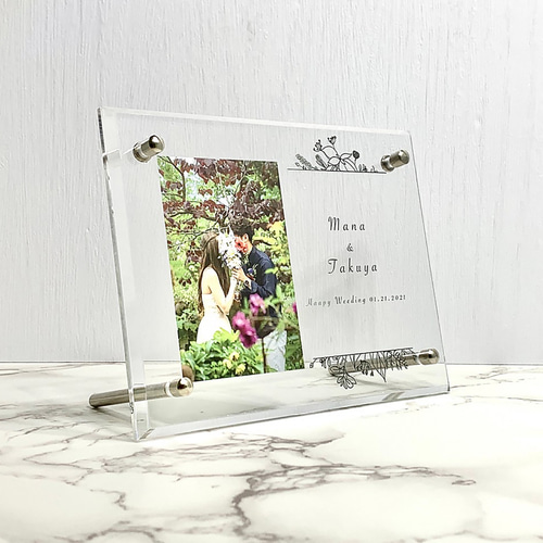 アクリルボード (写真立て) Wedding design 名入れ オーダーメイド