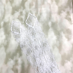 日本製 フィンガーレス レース　白　ウエディンググローブ ひじ丈　40㎝ 1枚目の画像