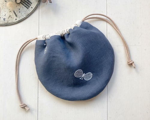 mamerin ♪ミナペルホネンハンドメイドchoucho小鳥レースの巾着 mamerin ♪ミナペルホネンハンドメイドchoucho小鳥レースの巾着