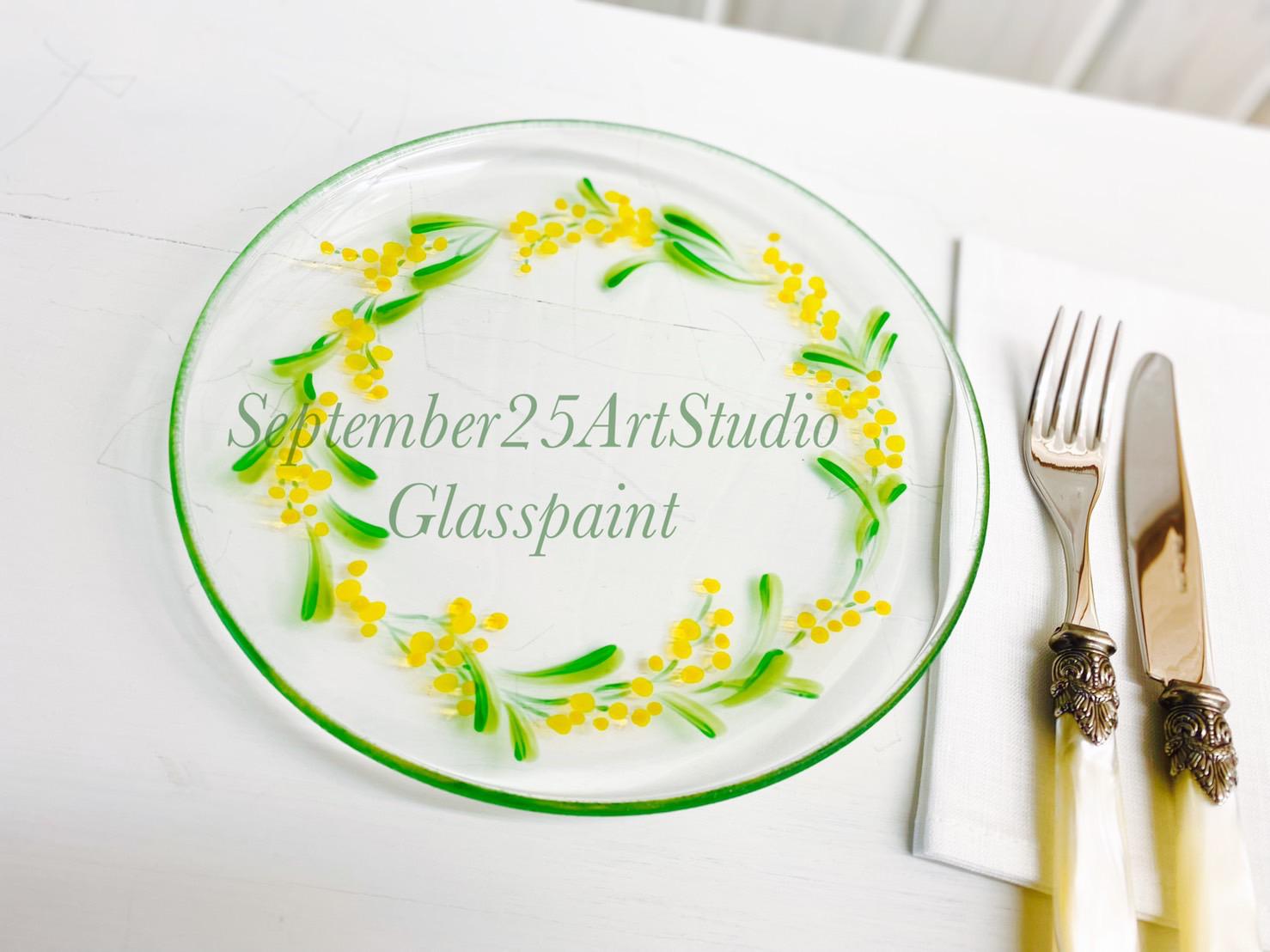 Creema限定【ミモザ感謝思やり】21cmイタリプレート｜結婚祝い・誕生日プレゼント・両親贈呈品・ウェルカムボード