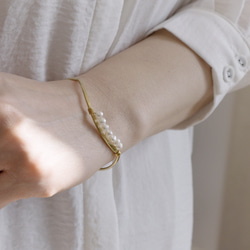 黃銅 x 珍珠“案例”黃銅手鐲淡水珍珠 第5張的照片