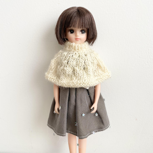 リカちゃん ポンチョ 手編み アイボリー ブライス おもちゃ・人形