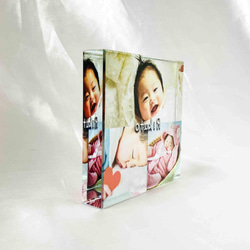 【C03】ガラスブロック 3photos デザイン (写真立て) 子供 男の子 女の子 兄弟 夫婦 家族写真 ファミリー 3枚目の画像