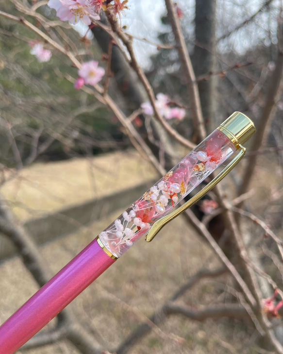 満開に咲く桜♡名入れ可能【ハーバリウムボールペン】パープル 紫 誕生