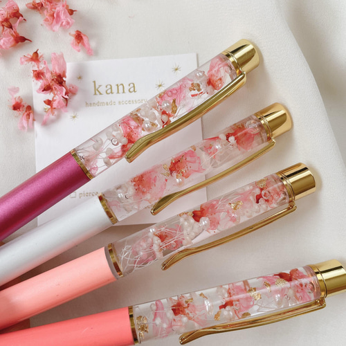 満開に咲く桜♡名入れ可能【ハーバリウムボールペン】パープル 紫 誕生