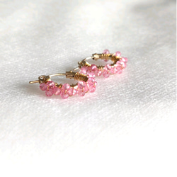14kgf 【愛の石】 Pink tourmaline ピンクトルマリンフープピアスorイヤリング(SV925可) 3枚目の画像