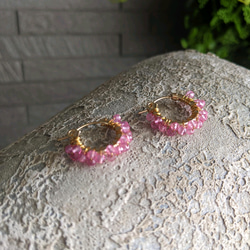 14kgf 【愛の石】 Pink tourmaline ピンクトルマリンフープピアスorイヤリング(SV925可) 4枚目の画像