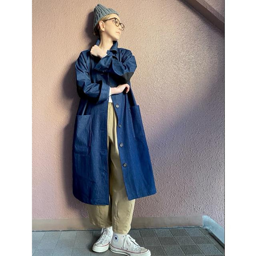 ★Box coat denim15.75 oz★デニムロングコート岡山産生地使用