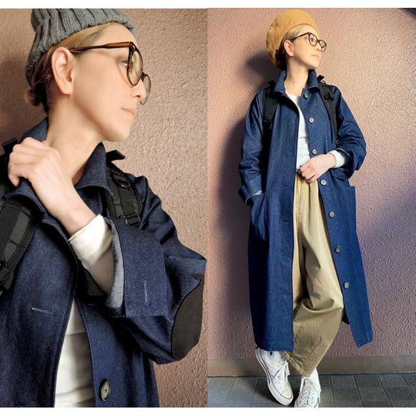 ★Box coat denim15.75 oz★デニムロングコート岡山産生地使用