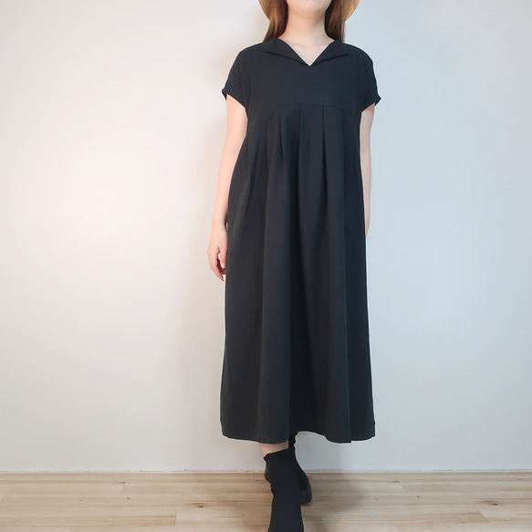 夏のお出掛け ゆったり細見え フレンチワンピース（ハーフリネン／全８色） 10枚目の画像