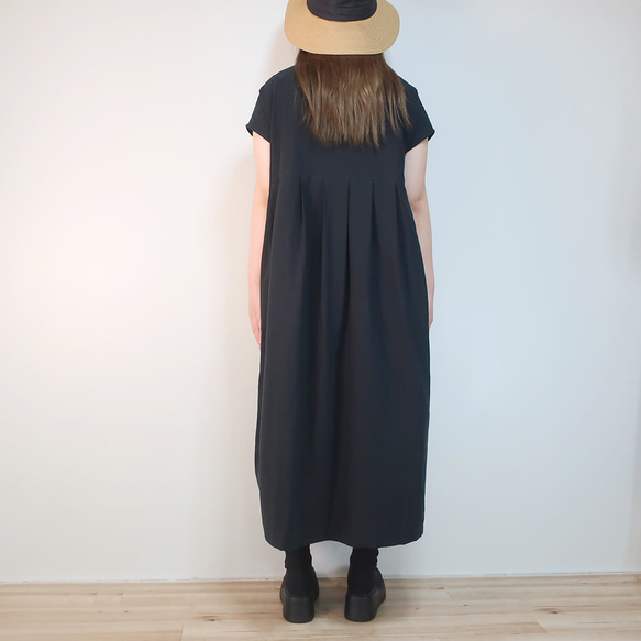 夏のお出掛け ゆったり細見え フレンチワンピース（ハーフリネン／全８色） 9枚目の画像