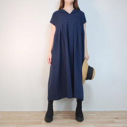 夏のお出掛け ゆったり細見え フレンチワンピース（ハーフリネン／全８色） 6枚目の画像