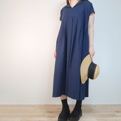 夏のお出掛け ゆったり細見え フレンチワンピース（ハーフリネン／全８色） 2枚目の画像