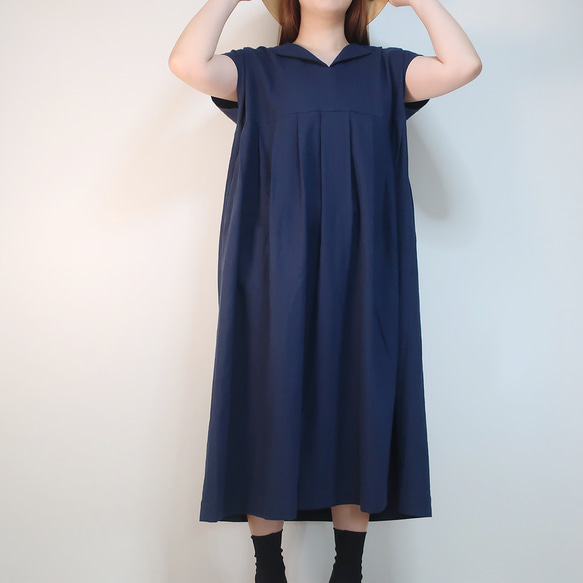 夏のお出掛け ゆったり細見え フレンチワンピース（ハーフリネン／全８色） 12枚目の画像
