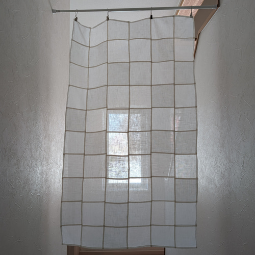 ❤真っ白な❤ホワイトリネン4種のランダムパッチワークカーテン☆60